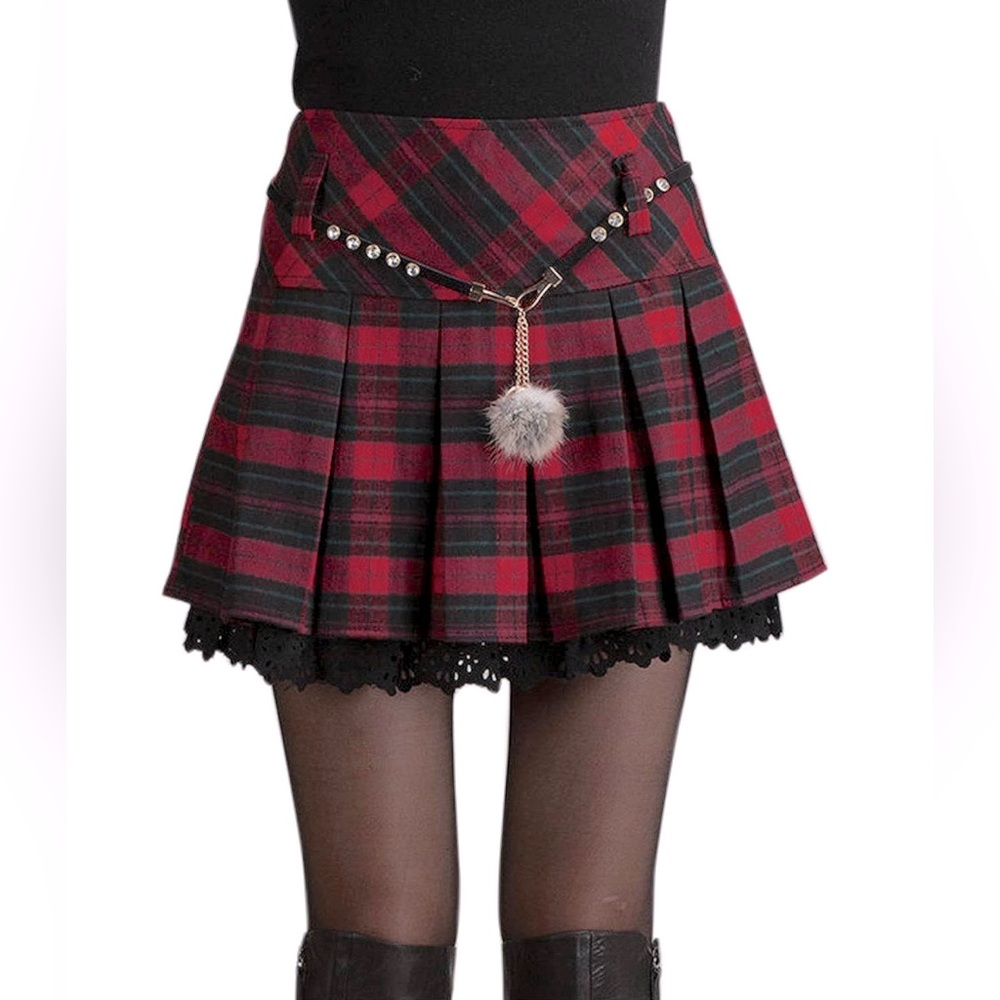 A-Line Plaid Pleated Skirt